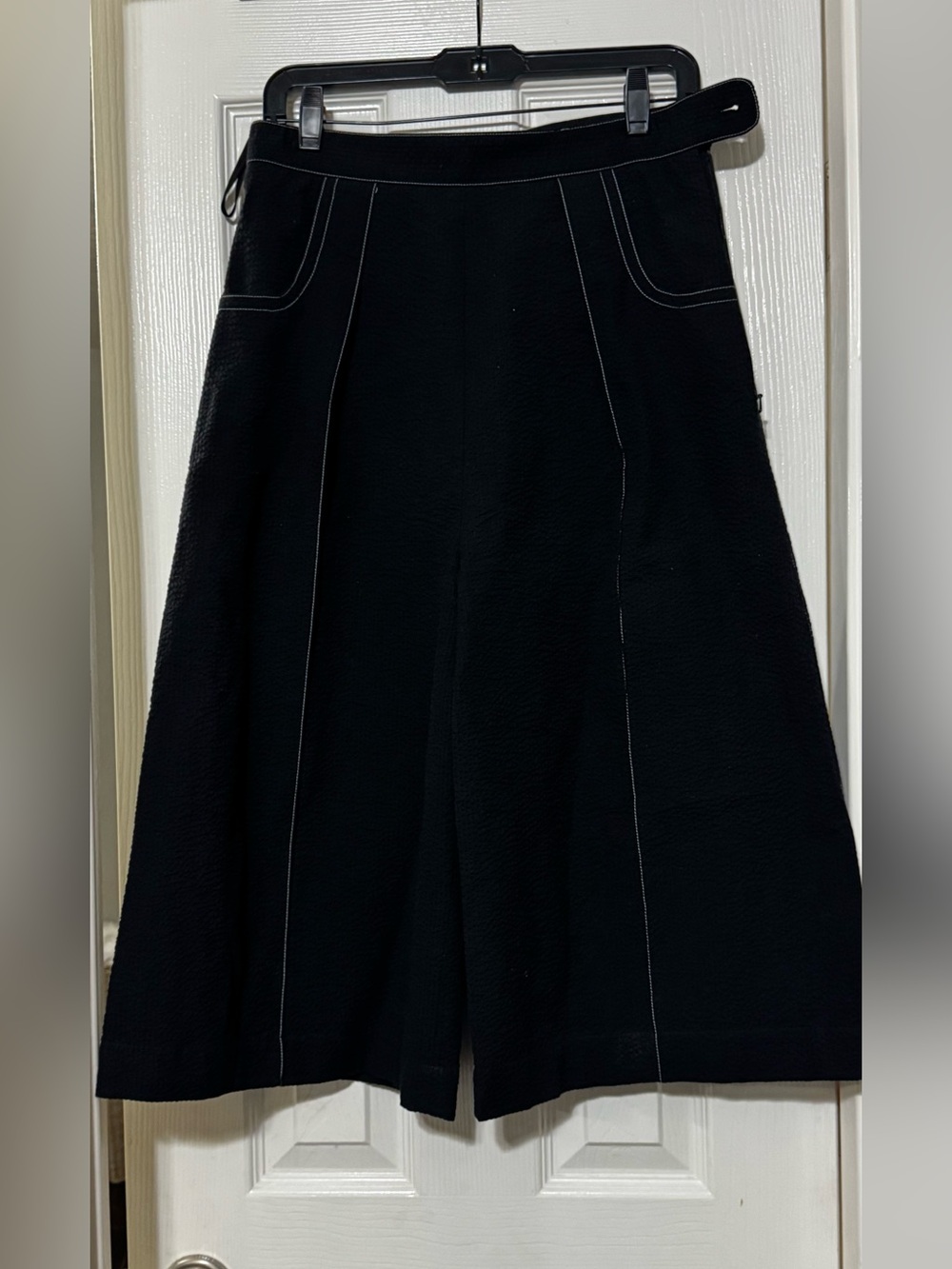 Black Women's Bermuda Shorts with Contrast Stitching